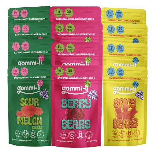 STOCK UP: 12 Pack de Gommi-li Gomitas sin azúcar | 20 kcal | 7g Fibra