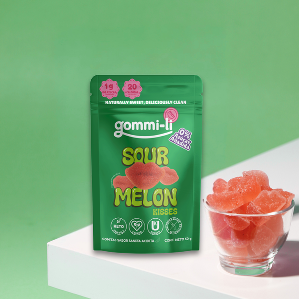 Packs Sour Melon Kisses: Gomitas de Sandia Acidita Sin Azucar