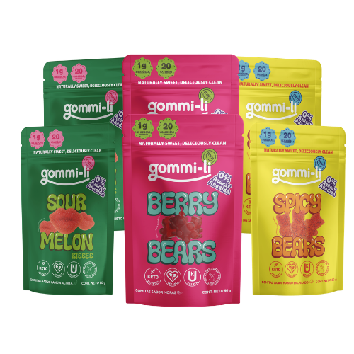 "STARTER".  6 Pack: Gommi-li Gomitas sin azúcar añadida | 20kcal | 7g Fibra