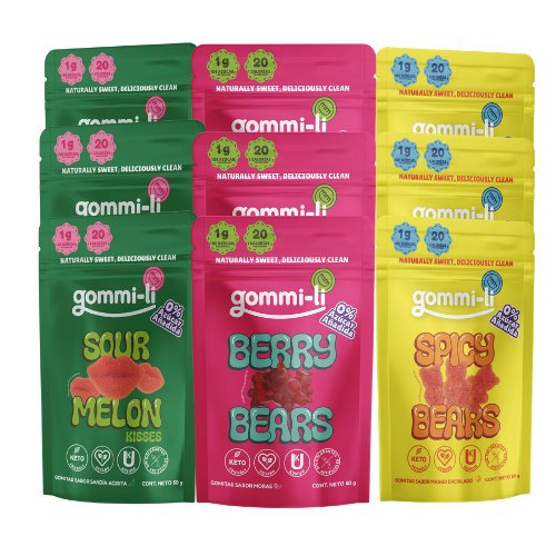 *BEST SELLER*  9 Pack: Gommi-li Gomitas sin azúcar añadida | 20 kcal | 7g Fibra