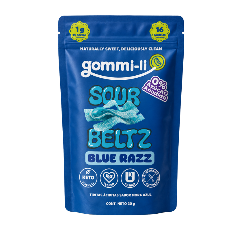 Sour Beltz Blue Razz Tiritas acidas sabor mora azul