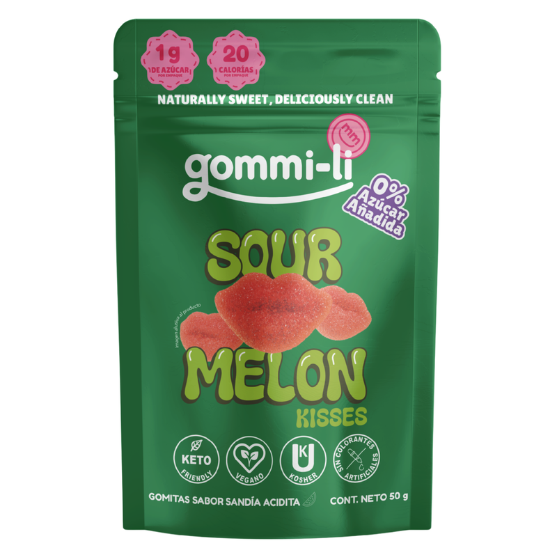 Packs Sour Melon Kisses: Gomitas de Sandia Acidita Sin Azucar
