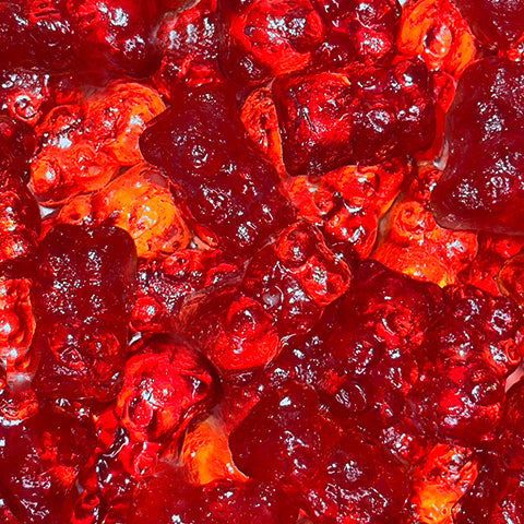 Gomitas Veganas Sin Azucar de Gommi-Li en color rojo, suaves y sabor frutal